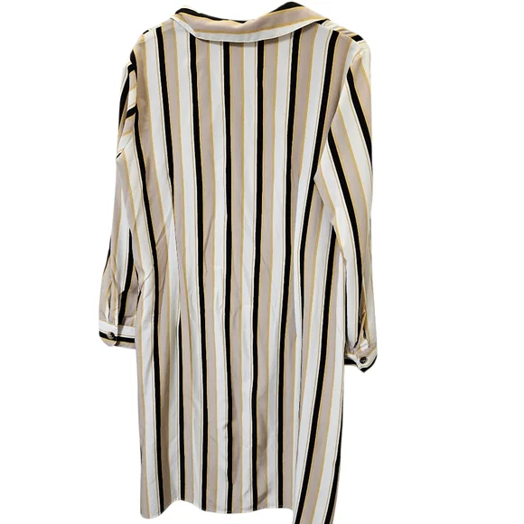 NY Collection Striped Button-Down Shirt Dress Size L - Picture 7 of 13